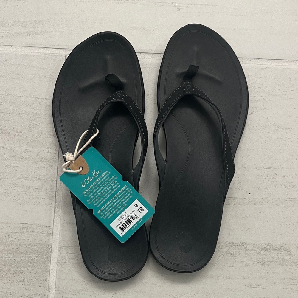 OluKai Black Women's Sandals size 10